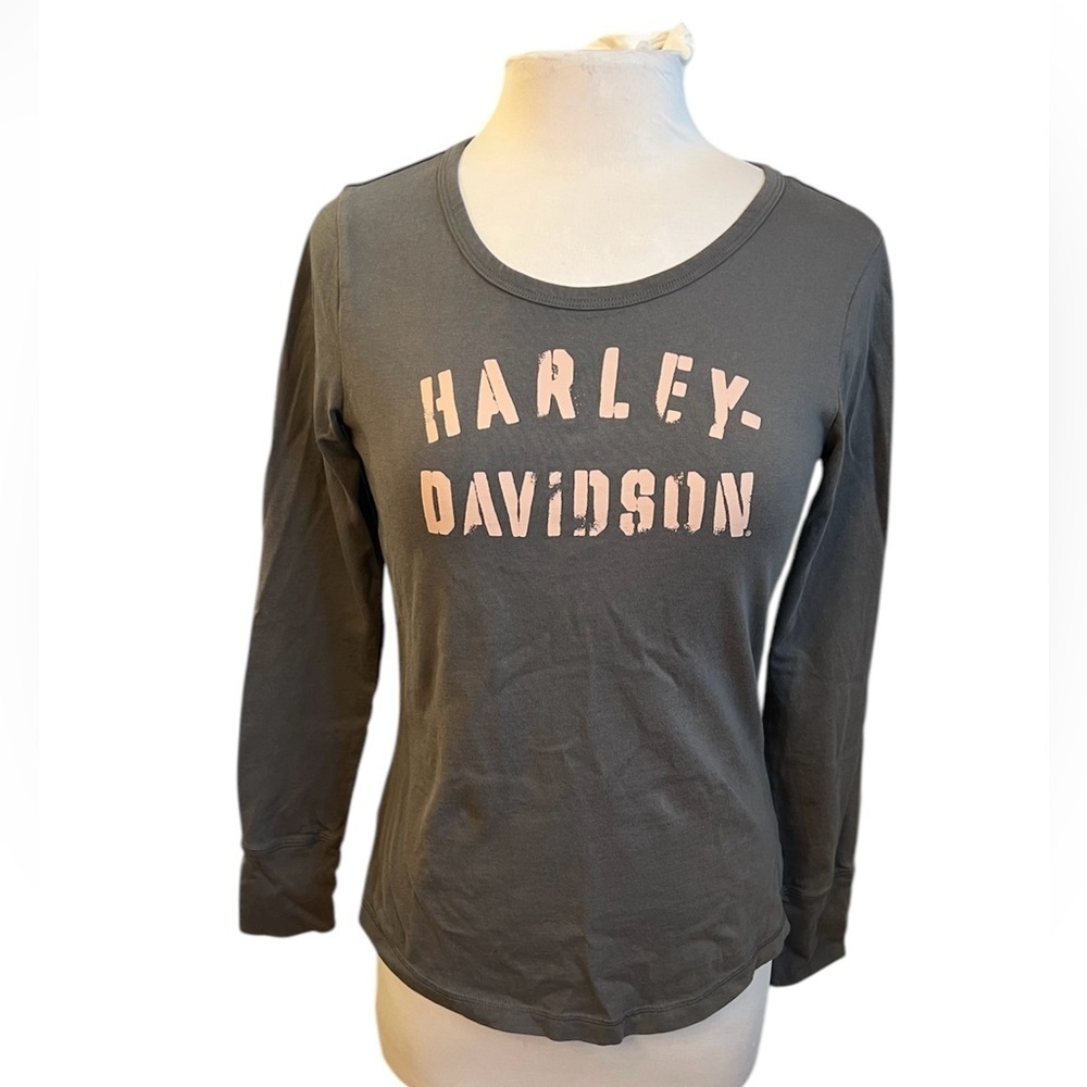 Harley Davidson Stencil Long Sleeve Knit Top - Small